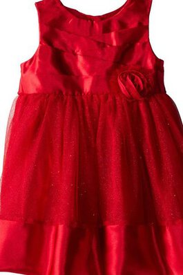 Robe de cortège enfant plissé manche nulle avec nœud à boucles avec fleurs encolure ronde