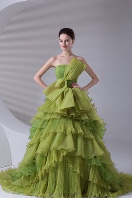 Vestido de Quinceañeras de Corte Evasé de Corte-A de Lazos de Escalonado de Volante