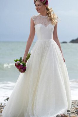 Abito da Sposa in pizzo con Bottone Elegante in Pizzo decorato A-Line