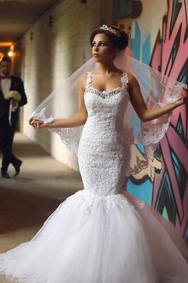 Abito da Sposa in Pizzo Conotta Senza Maniche con Perline con Applique in Tulle