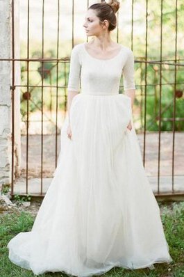 Abito da Sposa Spazzola Treno con Increspature tradizionale A-Line retro Formale E Informale