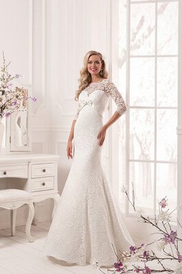 Robe de mariée romantique ceinture en étoffe avec ruban de col bateau jusqu'au sol