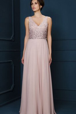 Robe de bal simple brillant avec perle avec sans manches en chiffon