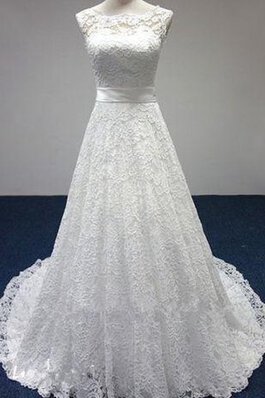 Robe de mariée naturel romantique ligne a en dentelle de col bateau