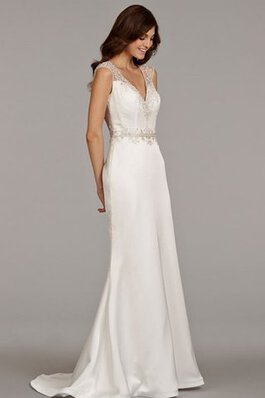 Robe de mariée de traîne courte avec perle a plage gaine