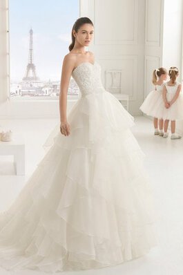 Abito da Sposa Moderno Formale a Sala All Aperto con Cascata Volant Lungo