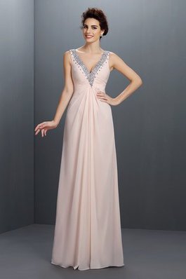 Abito da Sera con Perline Senza Maniche in Chiffon A-Line Principessa