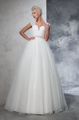 Abito da Sposa Ball Gown con Increspato Vintage Senza Maniche in Tulle