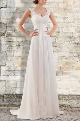 Abito da sposa in pizzo con ricamo con piega meravigliosa in chiffon a chiesa