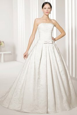 Robe de mariée plissé humble cordon de traîne moyenne manche nulle