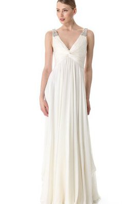 Abito da Sposa in Chiffon Lungo A-Line V-Scollo Profondo V-scollo A Terra