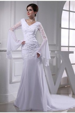 Vestido de Novia en Gasa de Abalorio de Imperio Cintura de Largo de Cremallera