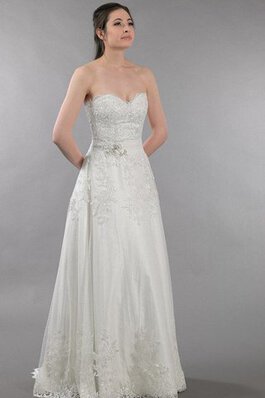 Vestido de Novia de Espalda Descubierta de Escote Corazón de Natural de Volantes Adorno