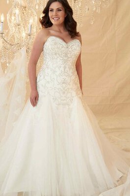 Abito da Sposa Cuore Senza Maniche con Ricamo lusso in Tulle in Pizzo