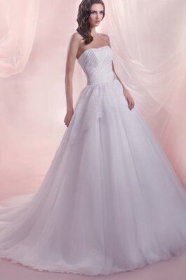 Abito da Sposa Naturale con Perline Senza Maniche A Terra Lungo Allacciato