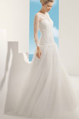 Robe de mariée chic elégant sexy avec manche longue de col bateau