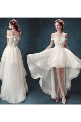 Robe de bal romantique décontracté a-ligne d'epaule ecrite appliques