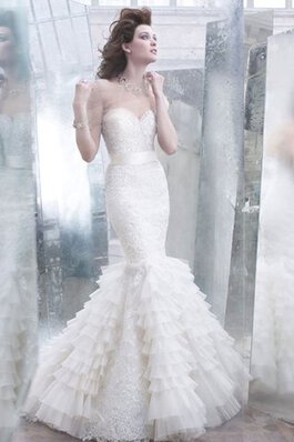 Vestido de Novia en Organza de Escote Corazón de Sin mangas de Espalda Descubierta