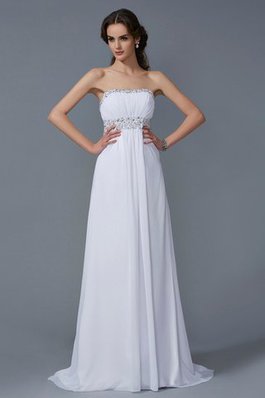 Robe de soirée chic en chiffon avec perle a-ligne de tour de ceinture en haute