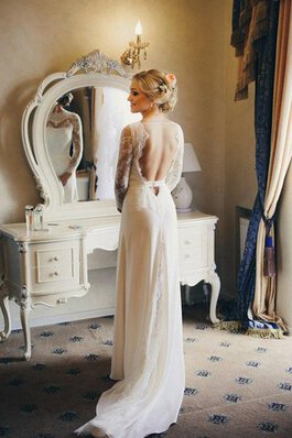 Abito da Sposa in pizzo Semplice in Chiffon con Maniche Lunghe A-Line in Pizzo