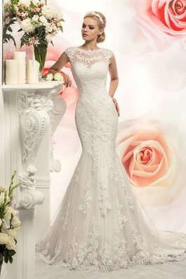 Robe de mariée luxueux avec nœud avec manche courte de traîne moyenne en plage