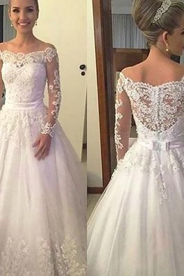 Abito da sposa con perline shiena sheer favola affascinante con maniche lunghe radiosa