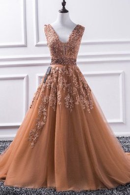 Robe de bal de princesse fait main avec sans manches de traîne courte naturel