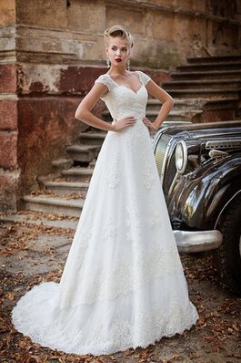 Abito da Sposa in pizzo in Pizzo con paillette Lungo a Spiaggia Spazzola Treno