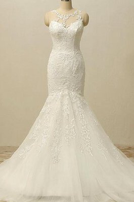 Robe de mariée intemporel plissage de sirène appliques jusqu'au sol