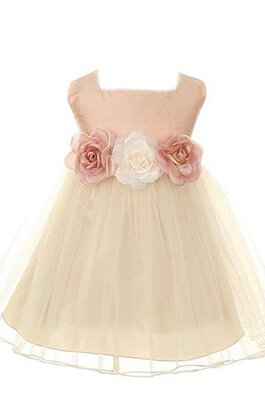 Robe de cortège enfant ligne a avec fleurs avec nœud avec manche épeules enveloppants