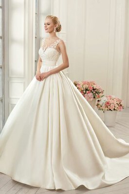 Elegante Vestido de Novia en Encaje de Plisado de Apliques de Baja escote en V