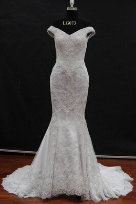 Abito da Sposa seducente V-Scollo con Applique stravagante Fuori dalla spalla Sirena