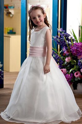 Abito da Cerimonia Bambini A-Line V-Scollo con Fiore Senza Maniche