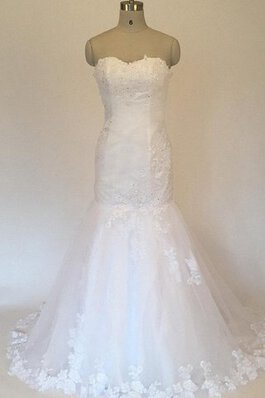 Robe de mariée cordon de sirène col en forme de cœur en tulle longueur au ras du sol