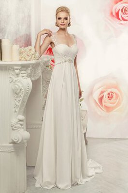 Abito da Sposa Lungo Queen Anne Senza Maniche in Chiffon alta vita A Terra