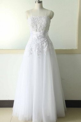 Abito da Sposa Sotto Ginocchio Allacciato in Raso in Tulle con paillette Cerniera