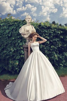 Robe de mariée naturel simple avec perle avec sans manches en satin