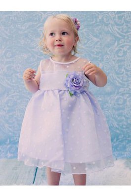 Robe de cortège enfant plissé ceinture a-ligne avec fleurs col u profond