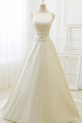 Abito da Sposa in Pizzo in Raso con Perline in Chiffon Senza Maniche Con Giacca