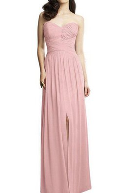 Robe demoiselle d'honneur jusqu'au sol en chiffon ligne a col en forme de cœur ruché