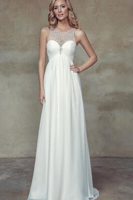 Abito da Sposa Semplice alta vita A Terra Tondo Senza Maniche in Chiffon