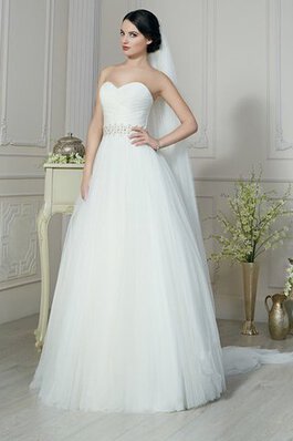 Robe de mariée naturel a-ligne cordon manche nulle ruché