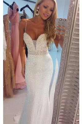 Vestido de Novia de Sin mangas de Abalorio de Encaje Adorno de Largo