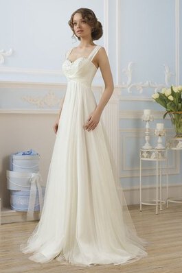 Abito da Sposa Conotta in Tulle Naturale con Applique con Piega Allacciato