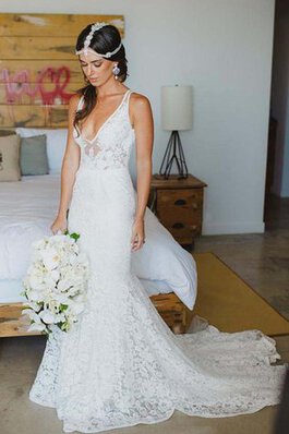 Abito da Sposa sensuale favola Cerniera Tubino con Applique V-Scollo