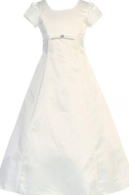 Robe de cortège enfant a-ligne avec manche courte bretelles spaghetti