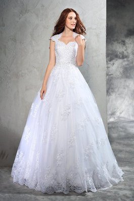 Abito da Sposa Ball Gown Cerniera Coda A Strascico Corto Moderno in Pizzo