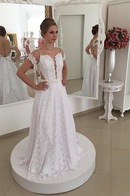 Clasico Vestido de Novia de Corte princesa de Encaje Adorno de Cola Barriba