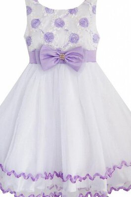 Abito da Cerimonia Bambini Senza Maniche con Fiore con Fiocco Tondo A-Line in Tulle