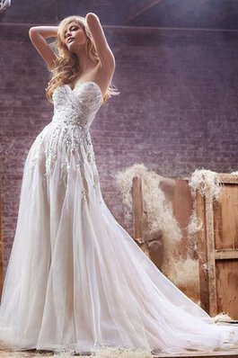 Abito da Sposa Naturale Senza Maniche Schiena Nuda con Perline con Cristino in Tulle